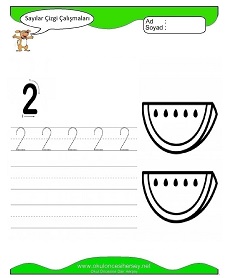 2 Rakamı Çizgi Çalışmaları Çalışma Sayfaları